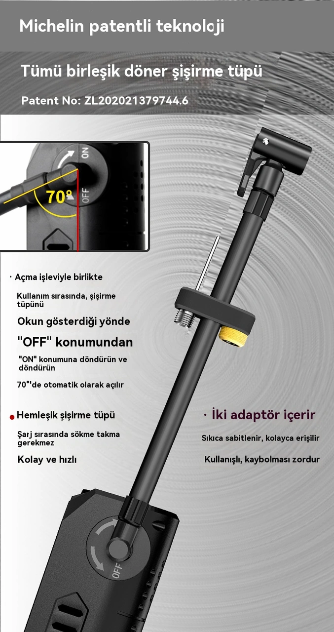 Taşınabilir Otomobil Şişirme Pompası, Karayolu Bisikleti Ve Motosiklet İçin Uygundur 1 Adet