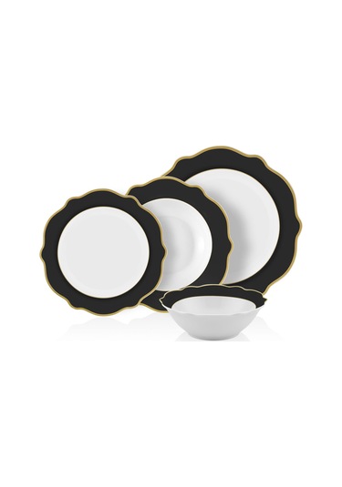 The Mia Jaswely Yemek Seti Siyah 24 Parça