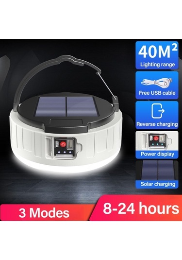 Açık Kamp Çadır Işığı Parlak 2400Mah Şarj Edilebilir Güneş Enerjili Sokak Ampulü Gece Pazarı Kamp Işığı - Normal