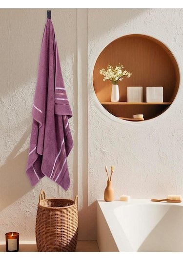 Banyo Havlusu Tekli Pamuk Bale Mürdüm