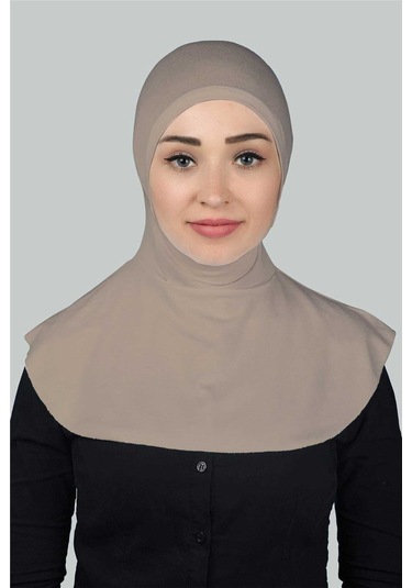Kadın Tesettür Pratik Boyunluklu Hijab - Sporcu Bone Açık Vizon