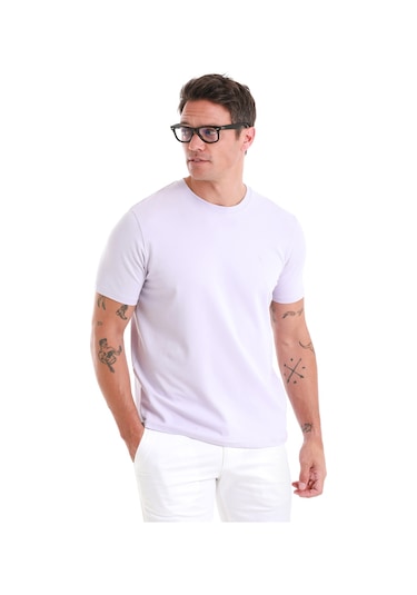 Hatemoğlu Lila Regular Fit Düz Bisiklet Yaka Pamuklu Triko Tişört 35102023c003 013 Lila