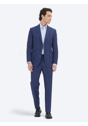 İndigo Düz Comfort Fit Takım Elbise İndigo