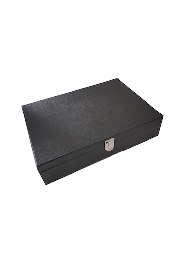 Chavin 15 Li Siyah Deri Ahşap Saat Kutusu St15-56