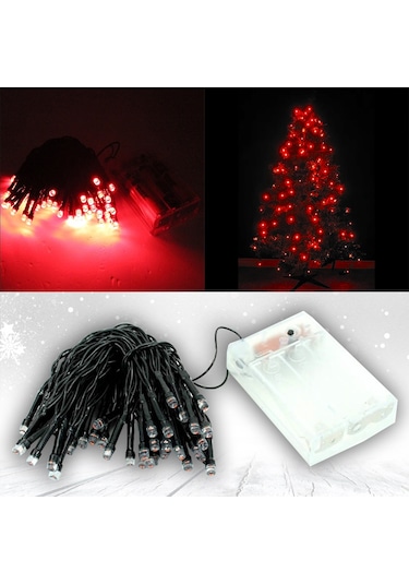 Pilli Ve Animasyonlu 50 Led X 5 Mt - Kırmızı Led Işık