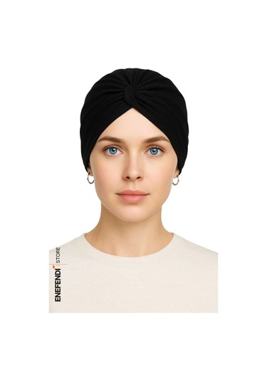 Düğümlü Dış Bone Siyah Hazır Bağlı Sosyete Yarım Şal Modeli Tesettür Rahat Ve Şık Bone Çok Renkli