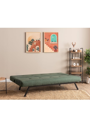 Pafu Zola Üçlü Yataklı Koltuk - Keten Haki Haki