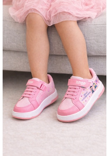 Mini Bonito Kız Çocuk Desenli Simli Günlük Sneaker Ayakkabı Pembe