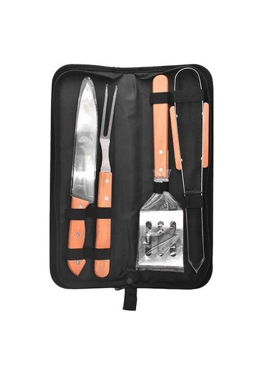 Besthome1 304 Paslanmaz Çelik Saplı 4'lü Barbekü Alet Seti: Bıçak, Çatal, Palet, Pençe - Taşınabilir Kutu İle Evde Ve Dışarda Y Çok Renkli