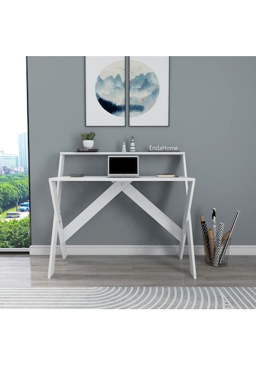 X Ayaklı Ders Çalışma Masası 50x90 Cm Beyaz