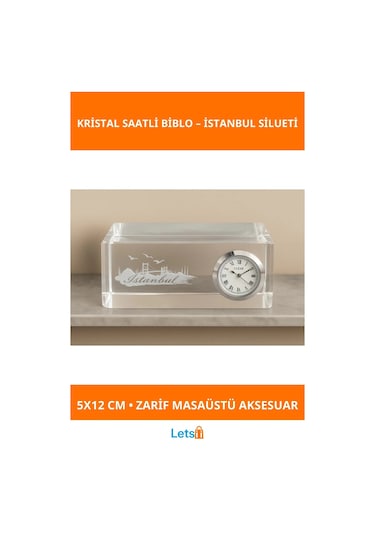 İstanbul Tasarımlı Kristal Saatli Biblo 5x12 Cm Masaüstü Aksesuar Çok Renkli