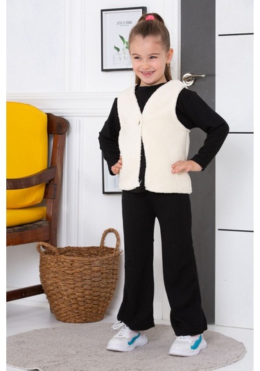 Bayramlık 3 Parça Yelekli Alt Üst Takım Siyah