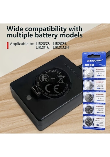 Topshop1 Lır2032 Şarj Cihazı 1 Saat Şarj 10 Adet Lır2032 Pil Hediyeli