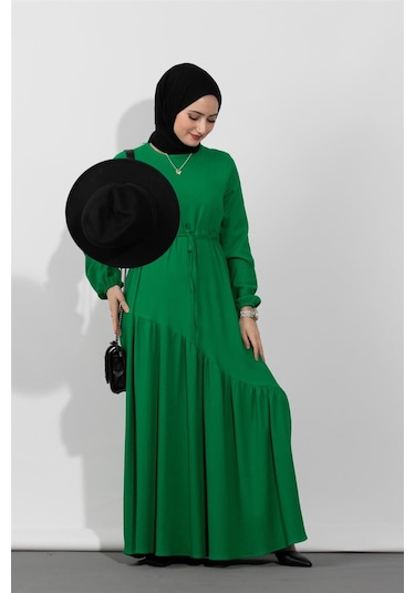 Sevitli Beli Tüneli Elbise-benetton Yeşili-1503-benetton Yeşil