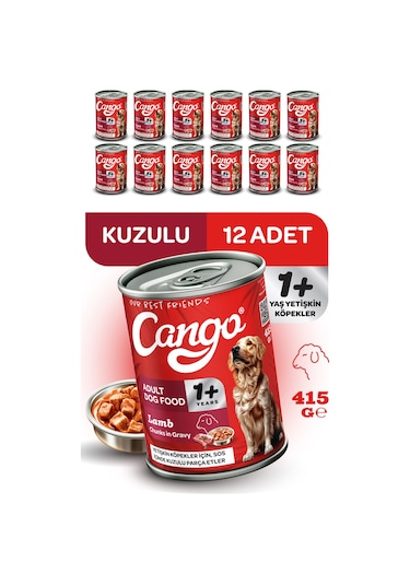Cango Yetişkin Yaş Köpek Maması Kuzu Etli 415gr 12li