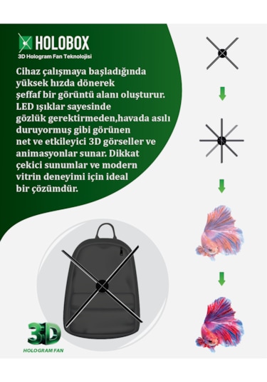 Holobox 65 Cm 3d Hologram Sırt Çantası Holobag