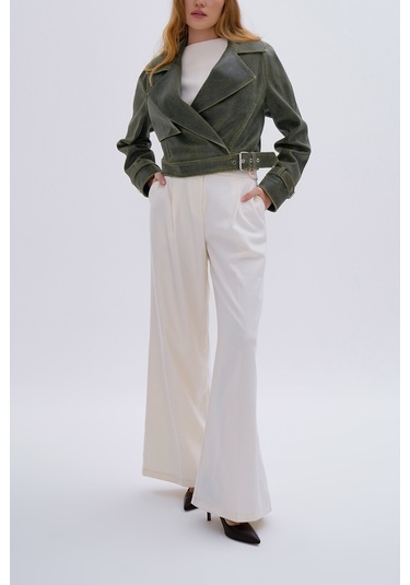 Valmenti Kadın Hakiki Deri Olive Deri Mont 616 Z-4011 Bn Derımont Sk24/25 Olıve Sarı