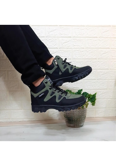 Sky Blue Haki 0050 Fermuarlı Bağacaklı Kaymaz Erkek Bot 001