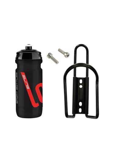 Elite Siyah Loli 600Ml Matara Ve Matara Kafesi Seti Montaj Vidası Siyah - Kırmızı - Beyaz