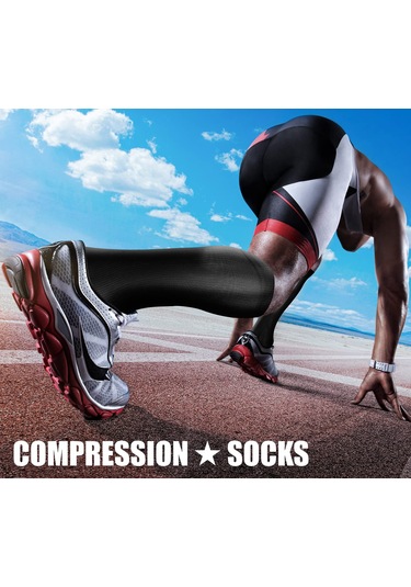 Geeroyoo Bayan/erkek Koşu Ve Spor İçin 3 Çift Diz Boyu Kompresyon Çorap - 15-20 Mmhg
