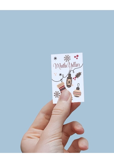 Yılbaşı Mutlu Yıllar Yazılı Hediye Kart Seti, Çorap Temalı Paketl