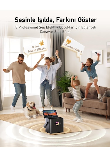 Ikarao Partybox Shell S3 80w Karaoke Bluetooth Hoparlör Seti, 7.1" Dahili Tablet, 2 Kablosuz Mikrofo