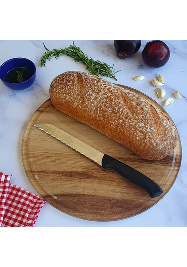 Kanallı Cam Kesme Tablası | Yeni Ahşap Desen | Çap32cm