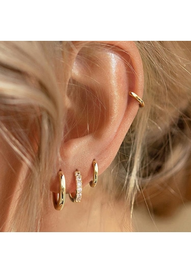 Kangvka 14k Altın Kaplama Zirkon Taşlı Kadın Küpe Seti - 4 Çift Farklı Stiller Loop Ve Stud - Günlük & Resmi Etkinlikler İçin Gold