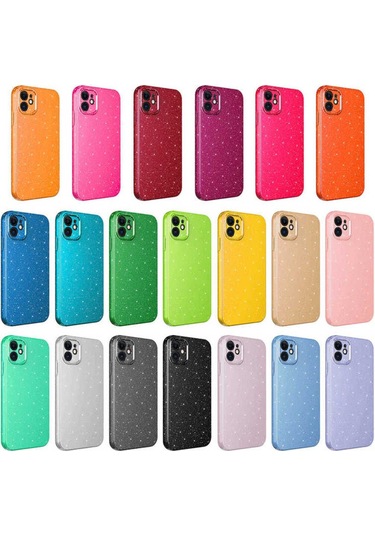 Apple İphone 12 Kılıf Kamera Korumalı Simli Lüks Koton Kapak