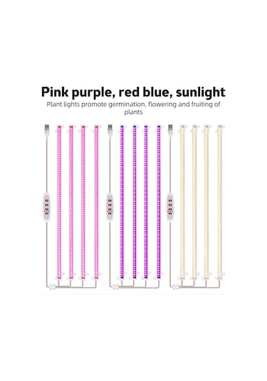Ximistore9 6.2w 126 Led Bitki Büyüme Lambası, 22.7lm Usb5v, 5 Seviye Aydınlatma, 8h/12h/16h Zamanlama, 226 Açı, Kırmızı-mavi Işık, Çift Montaj Seçeneği Diğer