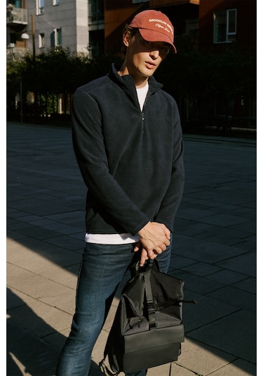 Erkek Lacı Anti-pilling Tüylenme Yapmayan Standart Fit Dik Yaka Polar Sweatshirt Lacı