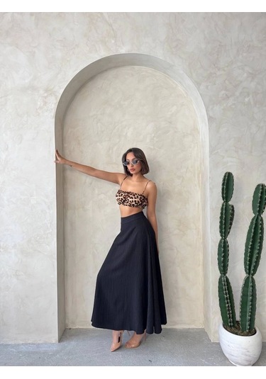 Uzun Astarlı Etek S255043 Siyah