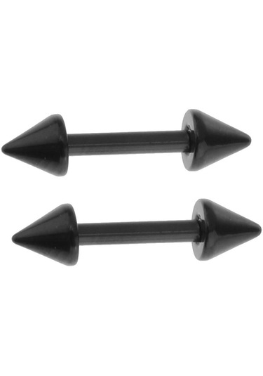 Suntek 16 Adet 16g Kavisli Halter Spike Burun Göbek Kaş Siyah Siyah