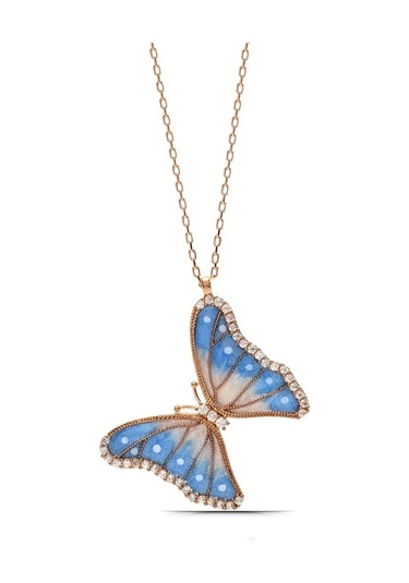 Kadın Kelebek Tasarım Gümüş Kolye (483223916)