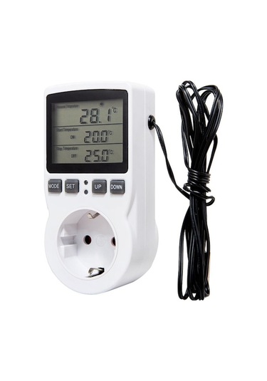 Isı Kontrollü Zamanlayıcı Prizi, Dışarıdaki Sensör İle -40 C'den 120 C'ye, Döngüsel Zamanlama Ve Ekran Kilidi, Ab Standartı 220v