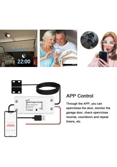 Pazly Beyaz Wifi Garaj Kapısı Açıcı Uzak Kumanda App Ses Kontrolü Alexa Google Home Uyumlu 100-240v Avrupa Standartı