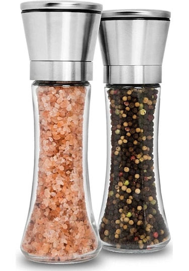 Seramik Bıçaklı Baharat ve Tuz Değirmeni Öğütücü Krom - 2 Adet