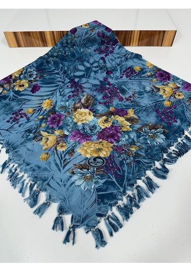 Sökme Boncuklu Pamuk Yazma - 05650 Mavi