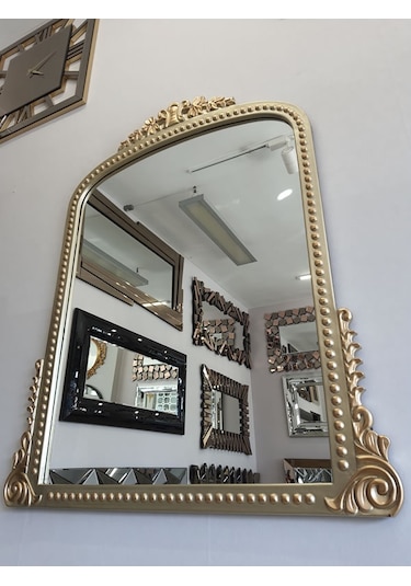 Ayna Denizi Lady Shiny Gold Model Platin Altın Renk Dekoratif Ayna Altın
