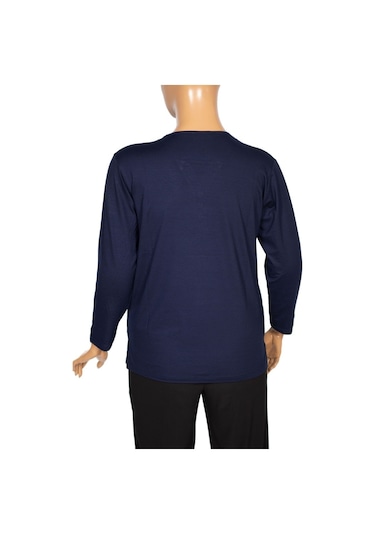 Cimariva Kadın Neval Büyük Beden V Yaka Taşlı Lacivert Bluz