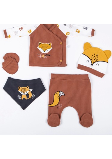 3 Ay Erkek Bebek Hastane Çıkışı Little Fox 5'li Kahverengi