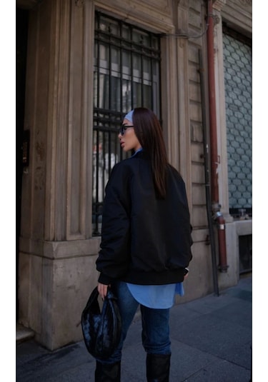 Supplierby Cepli Bomber Ceket Mont - Siyah Siyah