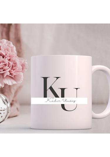 Kişiye Özel Baş Harf Ve İsim Yazılı Şık Tasarım Kupa Bardak Çok Renkli