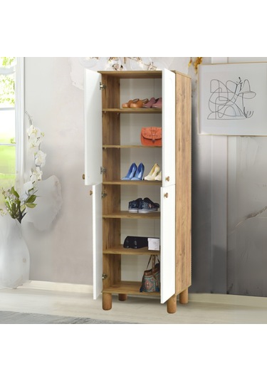 Lidya Portmanto Dolabı - Atlantik Çam - Beyaz Atlantik Çam - Beyaz