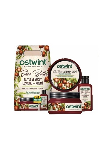 Ostwint Shea Butter El Yüz ve Vücut Losyonu 100 ML + Shea Butter Kuru Ciltler İçin Bakım Kremi 300 ML