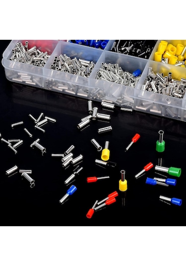 Kosona 1640 Adet Bakır Terminals Seti: 590 Isole + 1050 Isolütsüz Klempler, Elektrik Projeleri İçin Güvenilir Bağlantı, Ac/dc Uyumlu