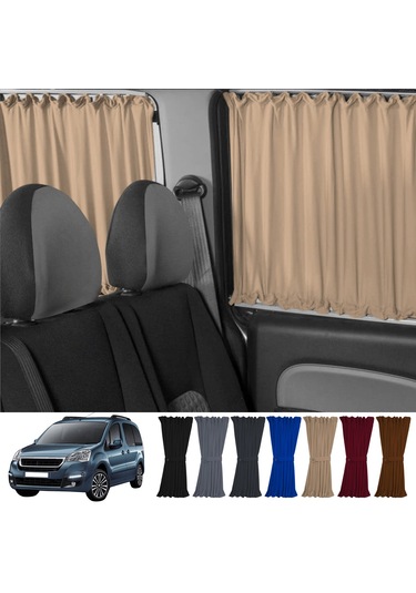Pandami Peugeot Partner Tepee 2008-2018 Uyumlu Krem Raylı Oto Perde Takımı