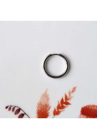 Erkek Cerrahi Çelik Küpe Silver Renk 18 Mm Halka Gri