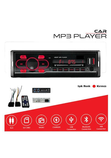 Oto Teyp Mp3 Usb Çalar 12volt Kırmızı Işıklı 2749951