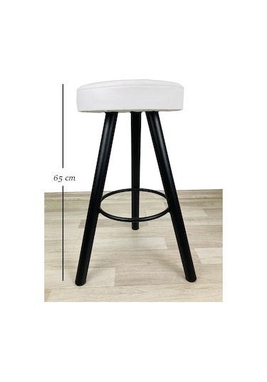Banco Bar Sandalyesi, Taburesi Ada Mutfaklar Için 65Cm Beyaz Deri (553528754) Beyaz - Siyah